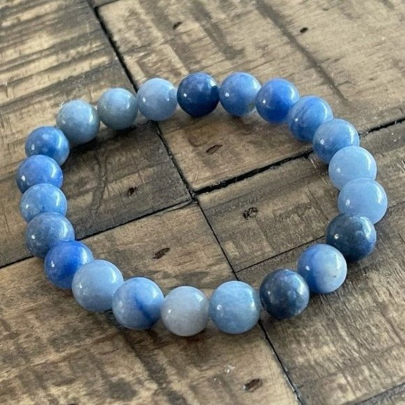 8mm Blue Aventurine Chakra Stretch Bracelet - Picture 4 of 4